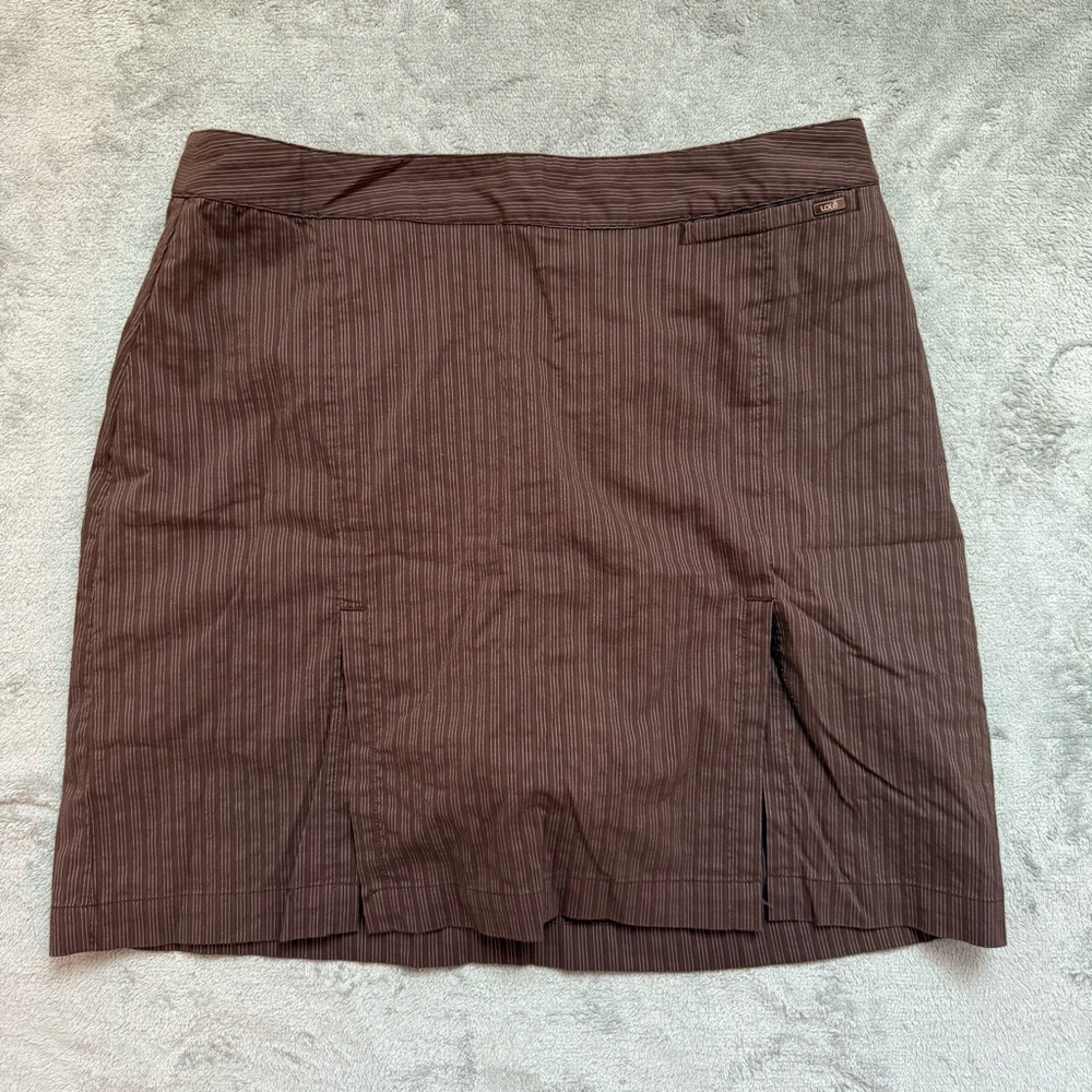Lole Brown Pinstriped Cotton Nylon Poly Golf Skort - Size 10